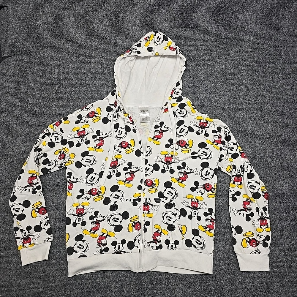 Disney Mickey Mouse Kids 11-13 Large Long Sleeve Hooded Full Zip Sweatshirt